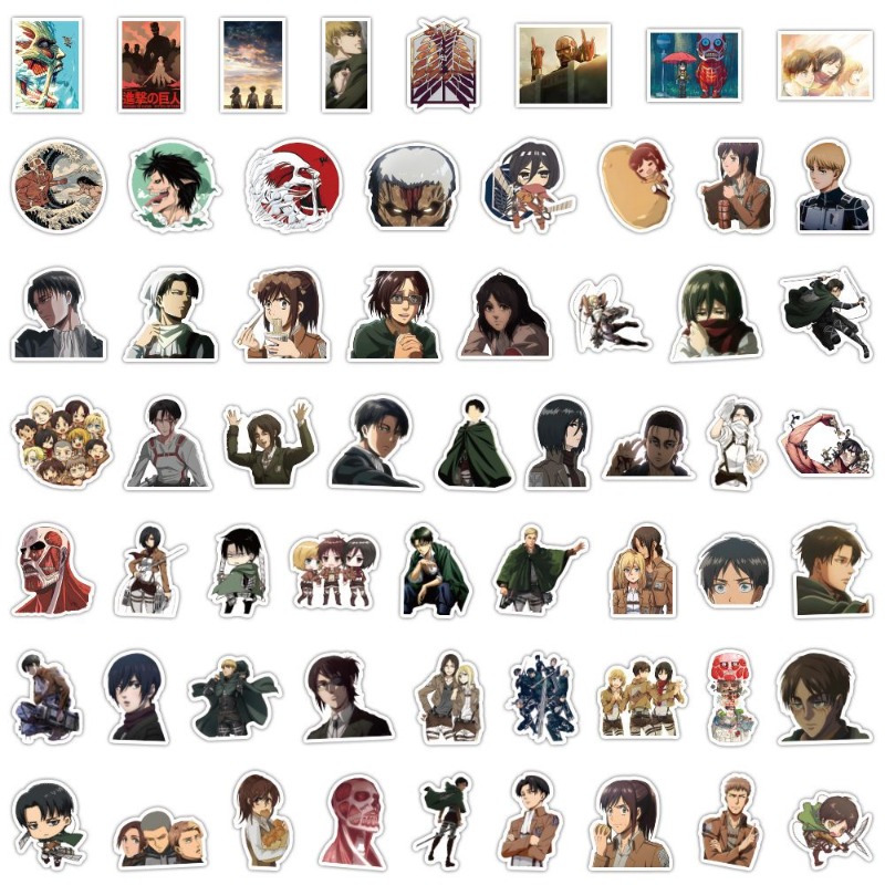 Luggage Cover Protector - 60 Buah Stiker Anime Attack On