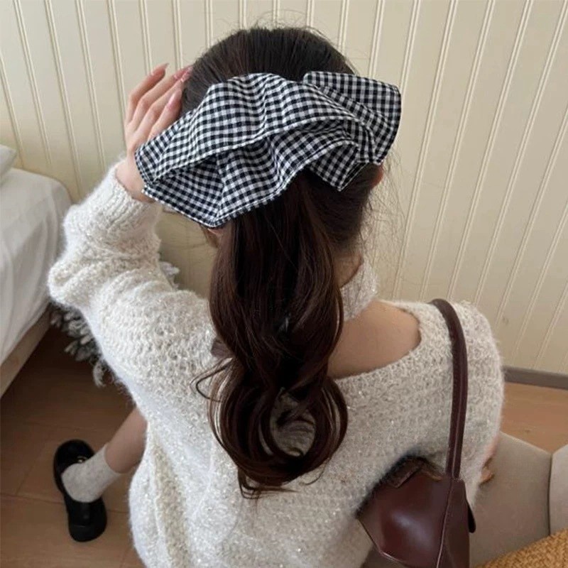 Ikat Rambut Kotak-kotak Ekstra - Travel Accessories Aesthetic ulasan dan harga